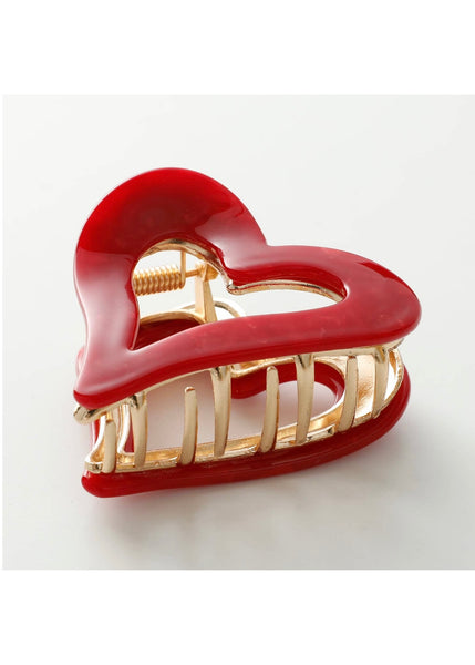 Juliette Valentine Small Heart Metal Claw Clip - Red