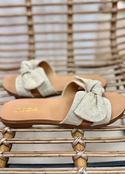 Laura Natural Linen Bow Sandal