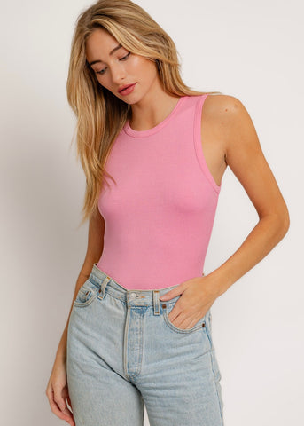 Now And Later Pink Sleeveless Bodysuit
