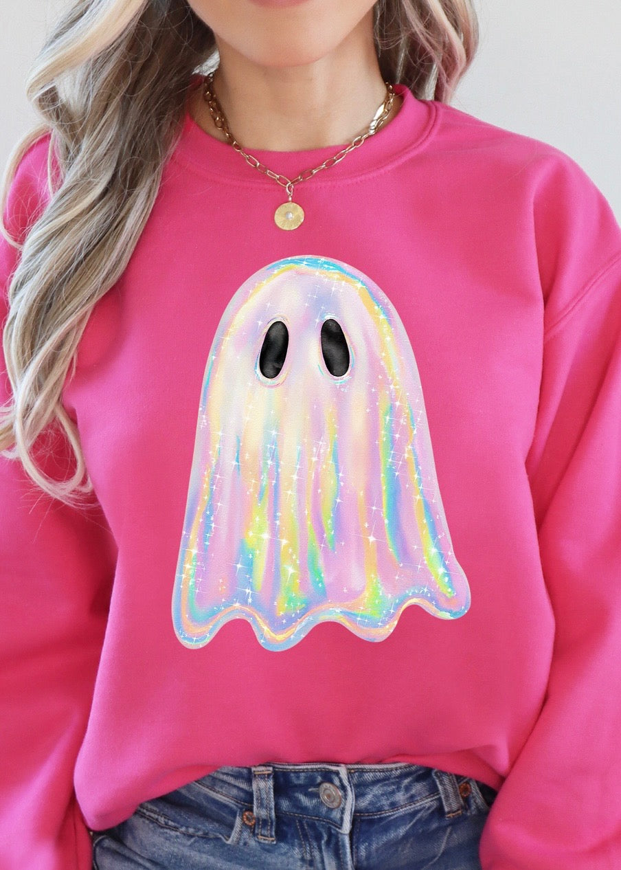 Shimmering Ghost Hot Pink Halloween Sweatshirt