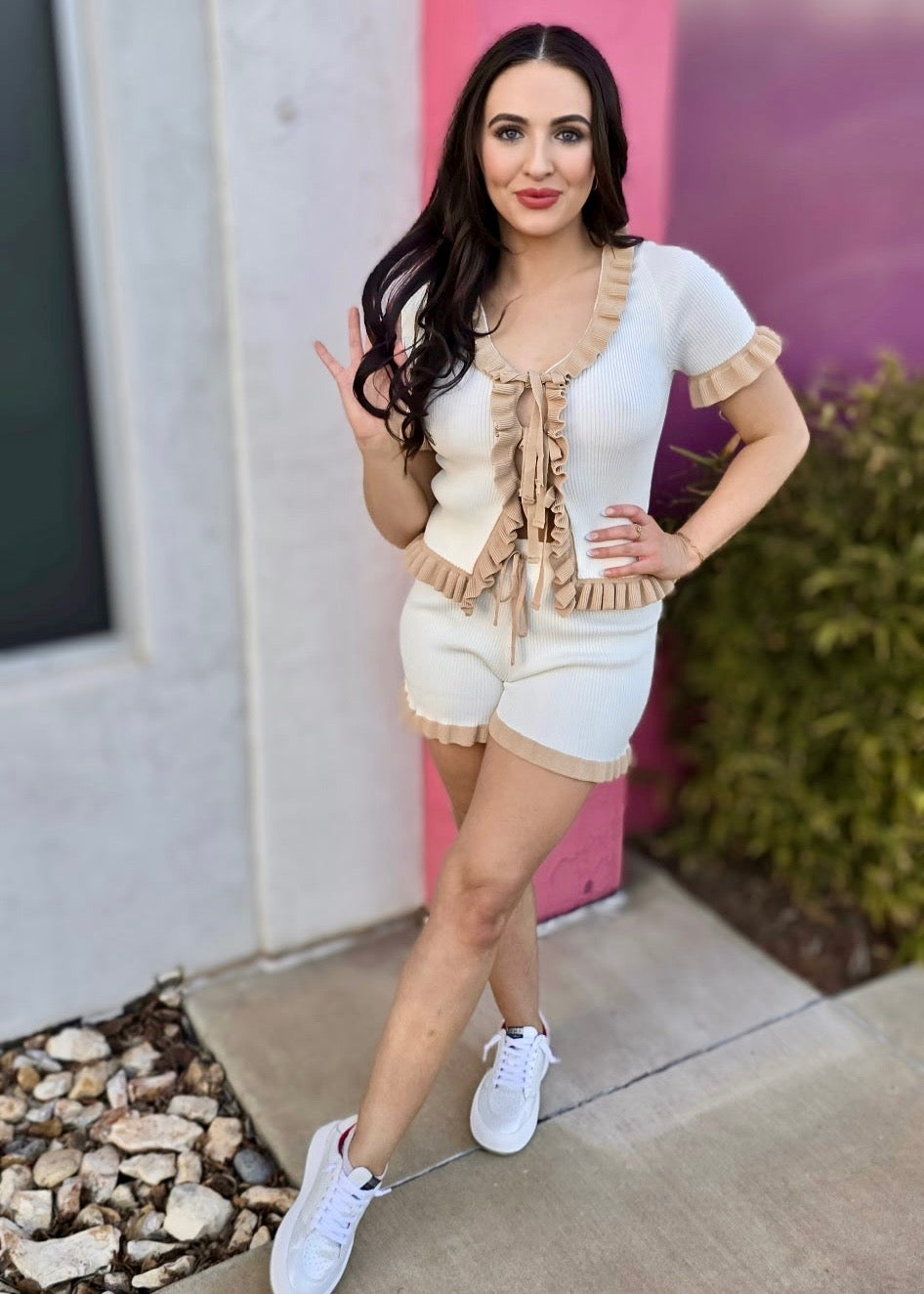 Beach Front Off-White 2 Pc Shorts Set