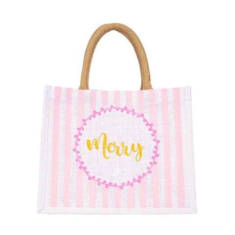 Merry Stripe Pink Gift Tote