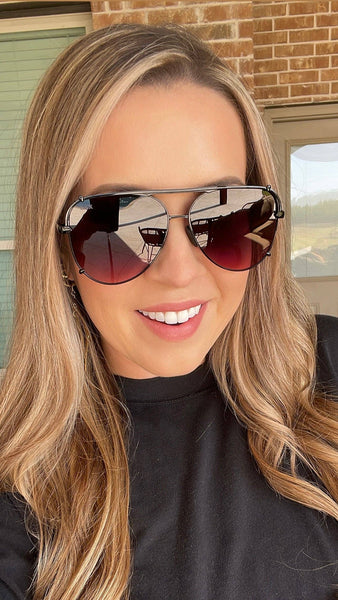 Shay Black Ombré Aviator Sunglasses