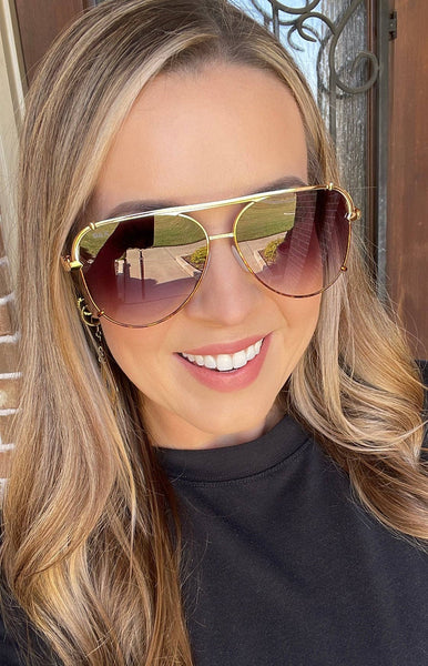 Shay Black Ombré Aviator Sunglasses
