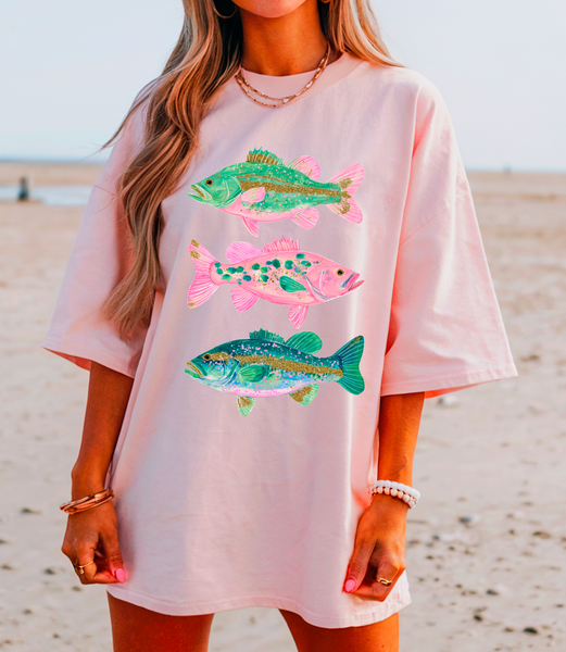 Preppy Colorful Fish Graphic Tee