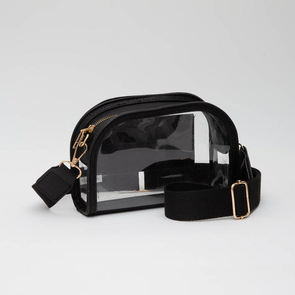 Game Day Stadium Clear Crossbody Bag: Black