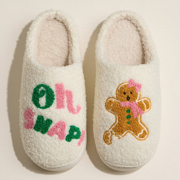 Oh Snap Gingerbread Christmas Sherpa Slippers