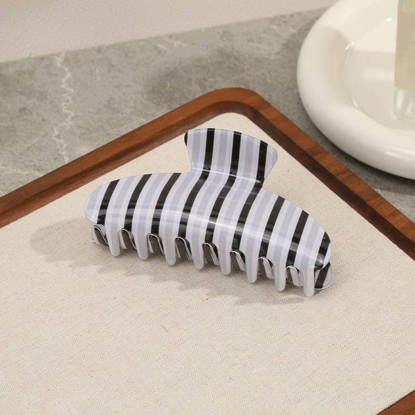 JUMBO STRIPE PLAID OVAL HAIR CLAW CLIPS | 40H1069: PINK GREEN