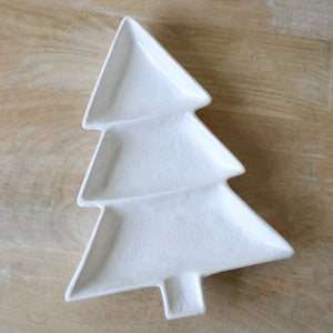 Christmas Tree Divided Dish - White