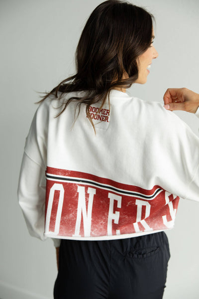 Oklahoma Conway White Cropped Sweatshirt