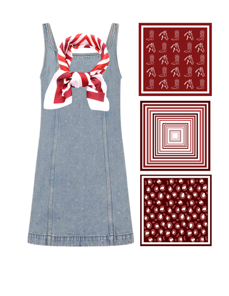 Crimson & White Gameday Bandana Scarf (Horse & Boot Print)