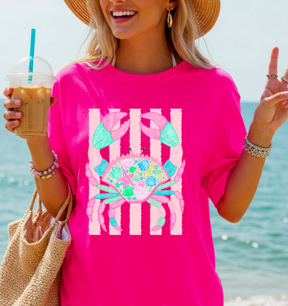 Whimsical Summer Crab Graphic Tee