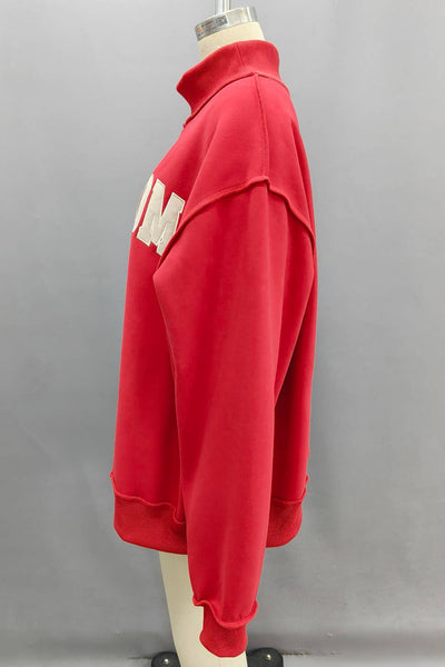 'OKLAHOMA' Embroidered Mock Neck Sweatshirt