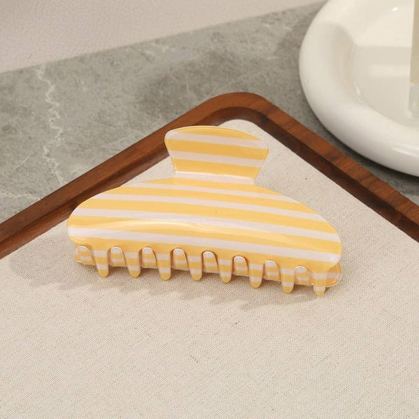 JUMBO STRIPE PLAID OVAL HAIR CLAW CLIPS | 40H1069: PINK GREEN