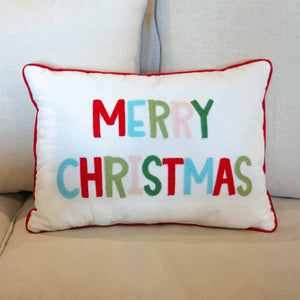 Merry Christmas Pillow-White/Multi