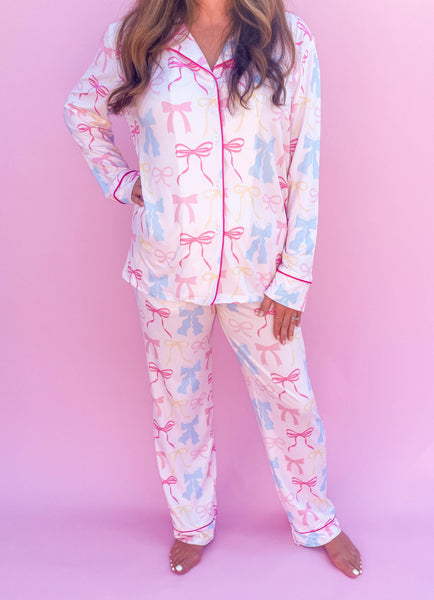 Pink Pastel Bows Loungewear Pj Set