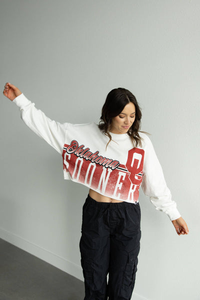 Oklahoma Conway White Cropped Sweatshirt