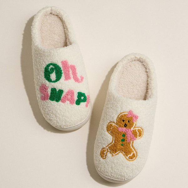 Oh Snap Gingerbread Christmas Sherpa Slippers