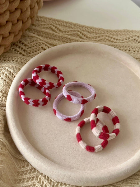 Valentine's Day Assorted Seamless Hair Ties (Set of 6)