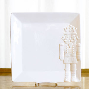 Royal Nutcracker Embossed Platter-White