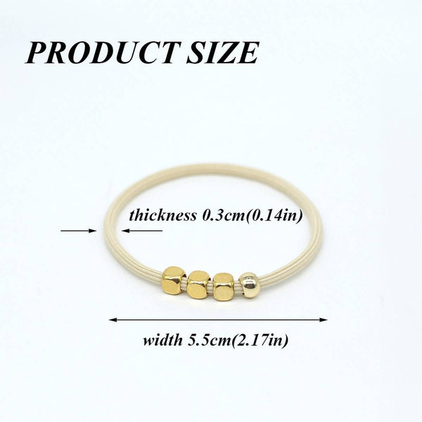 Beige Hair Ties With Gold Beaded Detail