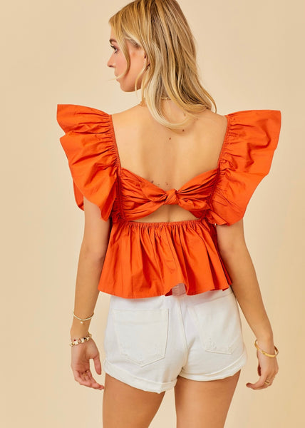 Take A Look Back Ruffle Sleeve Baby Doll Top