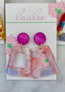 Acrylic Stud Earrings, Colorful Bright Jewelry, Bold Jewelry