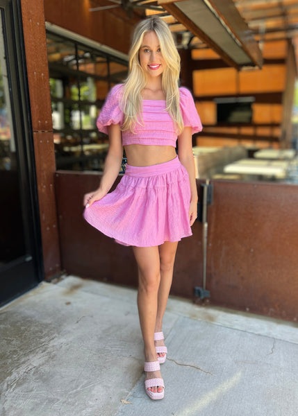 Cutie Bubblegum Top And Skirt Set