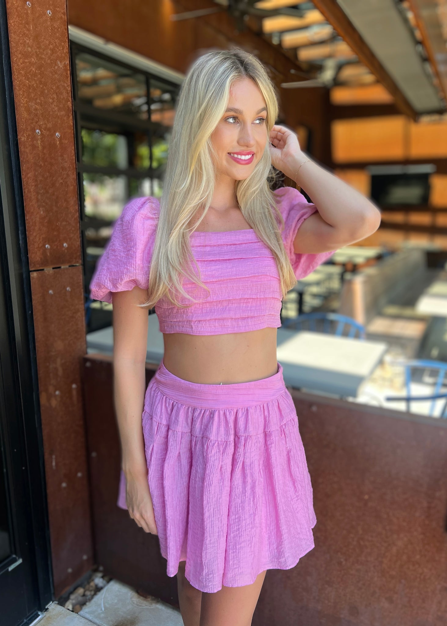 Cutie Bubblegum Top And Skirt Set