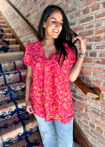 Multitude of Happiness Pink Print Top - 1XL to 3XL