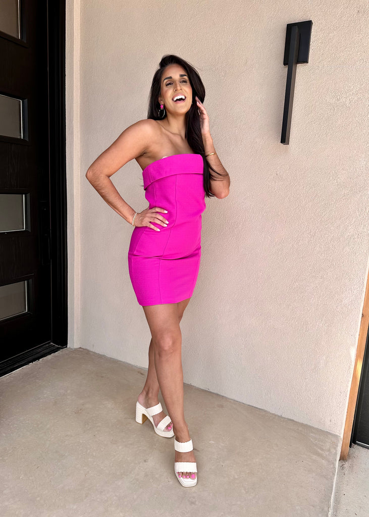 Happiness Is Magenta Strapless Mini Dress Medium Happiness Is Magenta Strapless Mini Dress Medium