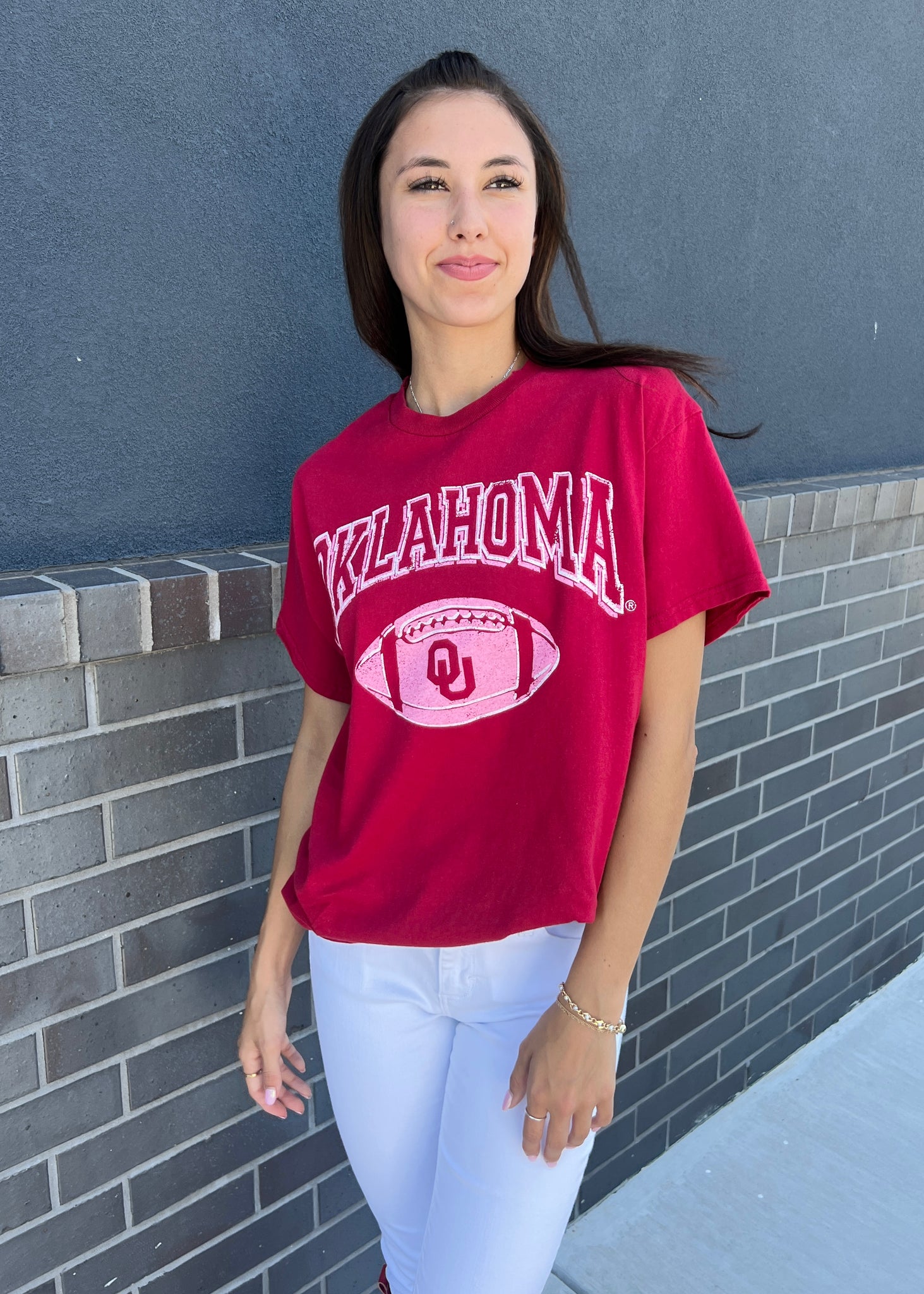 OU Sooners Wonka Football Crimson Thrifted Tee