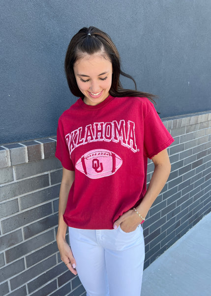 OU Sooners Wonka Football Crimson Thrifted Tee