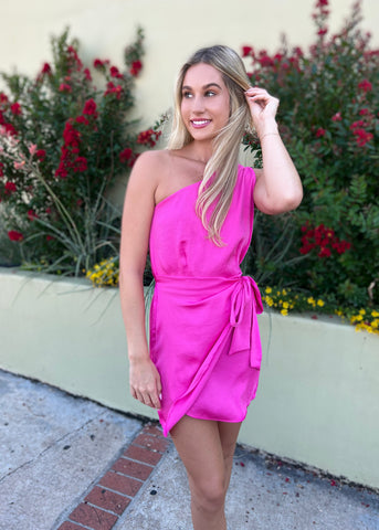 Mykonos Moments Pink One Shoulder Mini Dress