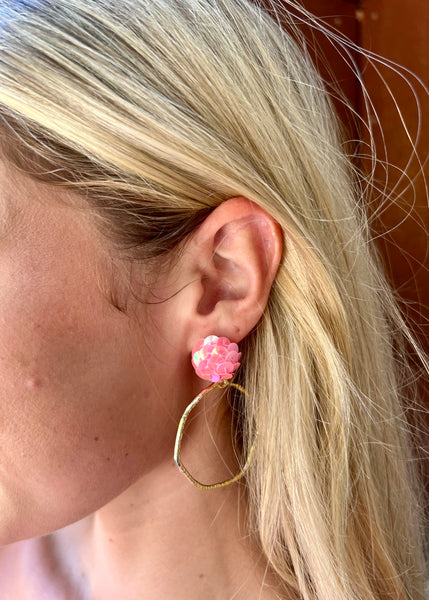 Colorful Sequin Earrings, Hoop Earrings, Pink