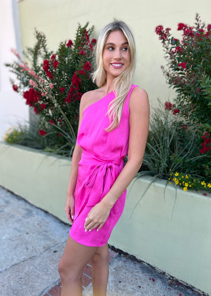 Mykonos Moments Pink One Shoulder Mini Dress