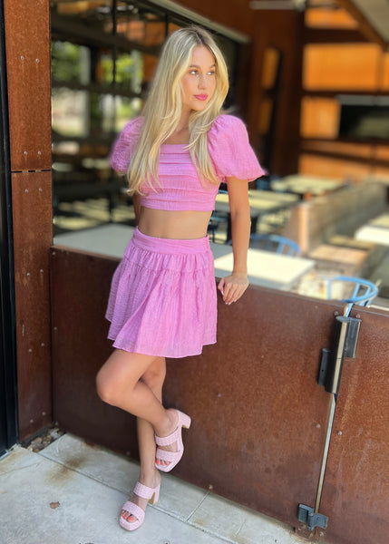 Cutie Bubblegum Top And Skirt Set