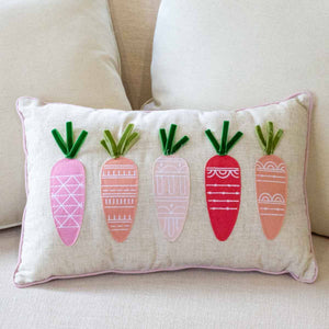 Carrot Pillow: Oat/Pink/Green