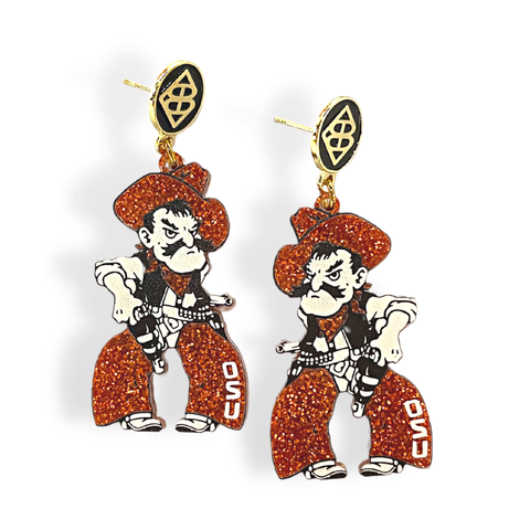 Orange Glitter Pistol Pete Earrings