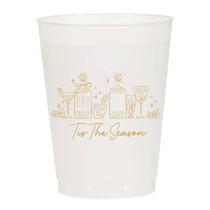 'Tis The Season Christmas Vintage Bar Set of 10 Reusable Cup