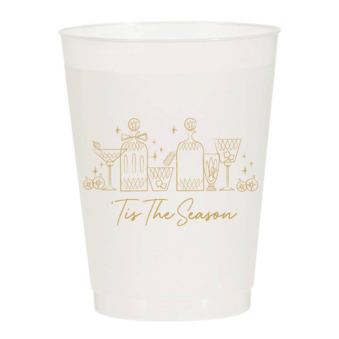 'Tis The Season Christmas Vintage Bar Set of 10 Reusable Cup