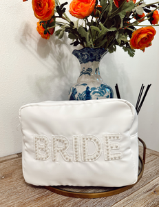 Bride XL Nylon Bag With White Pearl Patches