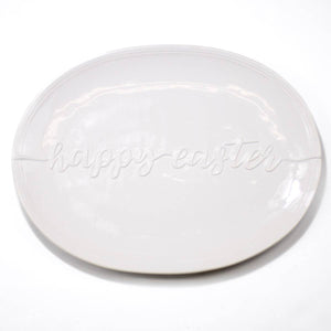 Easter Embossed Oval Platter   White