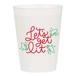 Let's Get Lit Cheeky Christmas Lights Set of 10 Reusable Cup