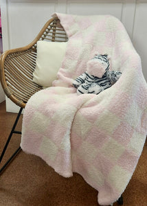 Luxury Soft Checkered Blanket - Pink
