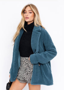 Through The Mountains Fur Coat - Teal