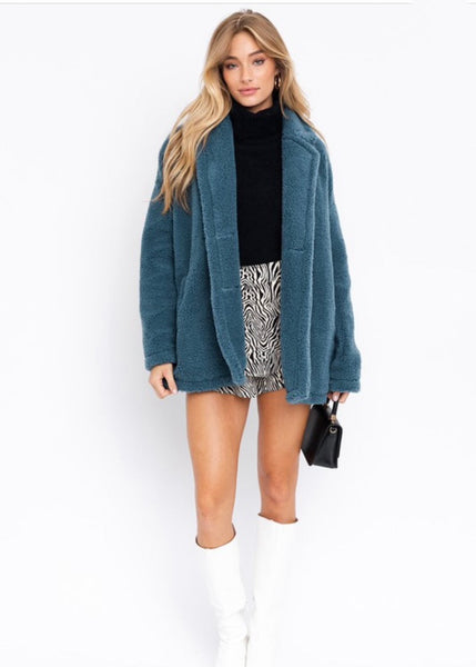 Through The Mountains Fur Coat - Teal