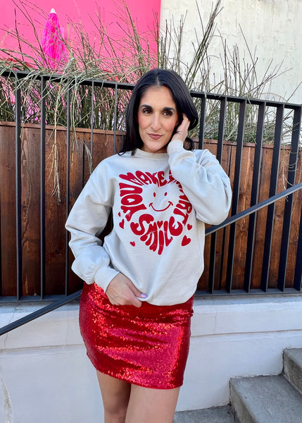 "You Make My Heart Smile" Sand Graphic Sweatshirt