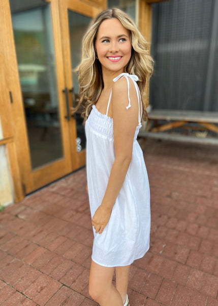 Forever Love White Sleeveless Swing Dress