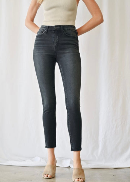 Lucy High Rise Black Ankle Skinny